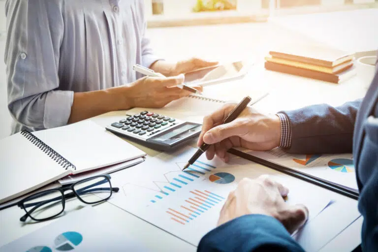 business man financial inspector secretary making report calculating checking balance internal revenue service inspector checking document audit concept